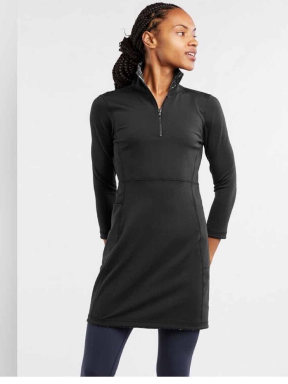 Title Nine Hyperspeed Reversible Dress Zip-Front Long Sleeve Sleet Travel - Picture 3 of 15